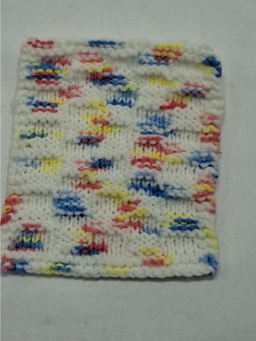 Dollhouse Miniature Handmade Knitted Blue Pink White Yellow Afghan Blanket 1:12